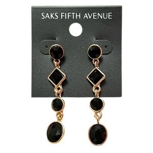 Saks Fifth Avenue Black Faceted Drop Earrings in Gold-Tone
